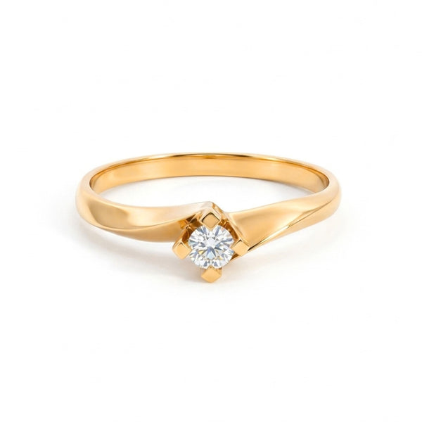 ANILLO SOLITARIO ENGASTE CUADRADO DIAMANTE 0.16 QUILATES