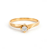 ANILLO SOLITARIO ENGASTE CUADRADO DIAMANTE 0.16 QUILATES