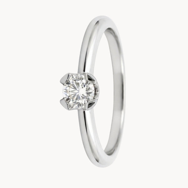 ANILLO SOLITARIO DIAMANTE 0.30 QUILATES GARRAS REDONDEADAS CERTIFICADO GIA