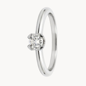 ANEL SOLITÁRIO COM DIAMANTE DE 0,30 QUILATES, GARRAS ARREDONDADAS, CERTIFICADO GIA