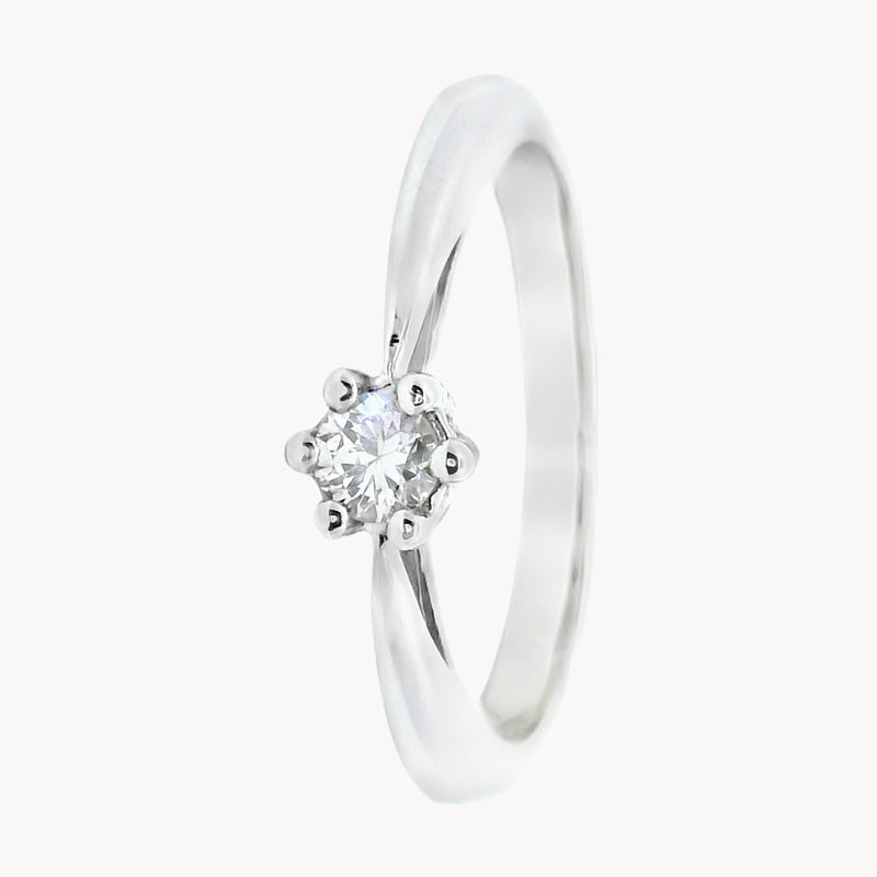 ANILLO SOLITARIO SEIS GARRAS CON DIAMANTE 0.17 QUILATES NELLA
