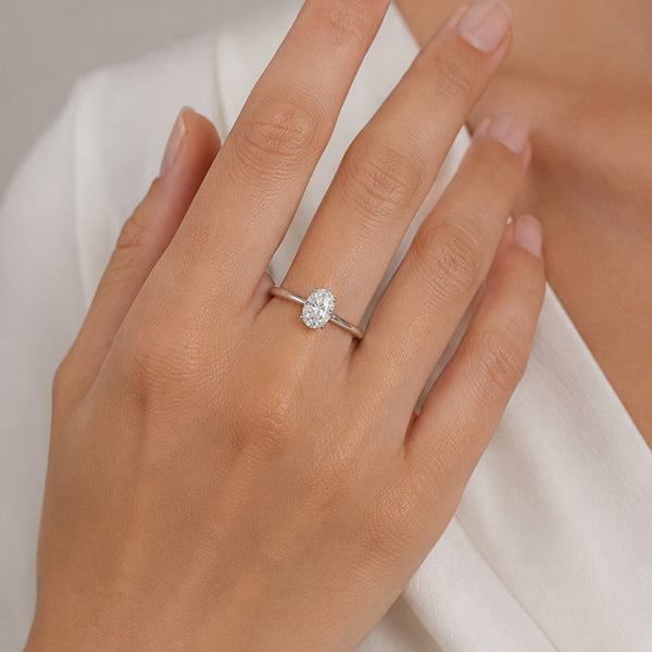 ANILLO SOLITARIO DIAMANTE CREADO 0.74 QUILATES CERTIFICADO IGI