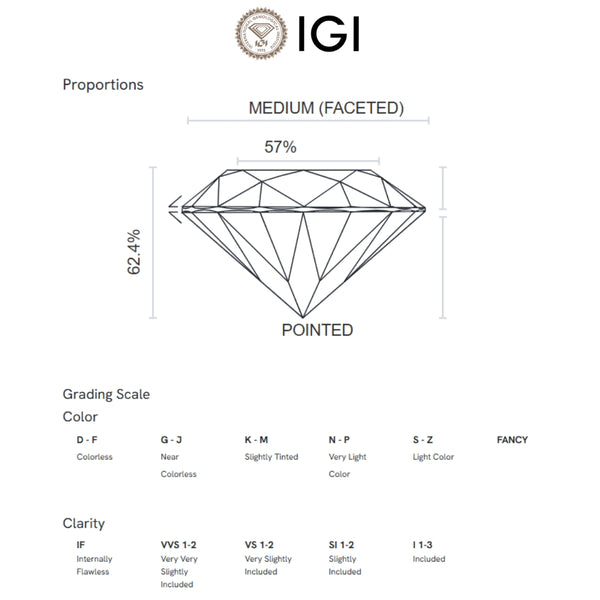 ANILLO SOLITARIO DIAMANTE CREADO BRILLANTE 0.37 QUILATES CERTIFICADO IGI