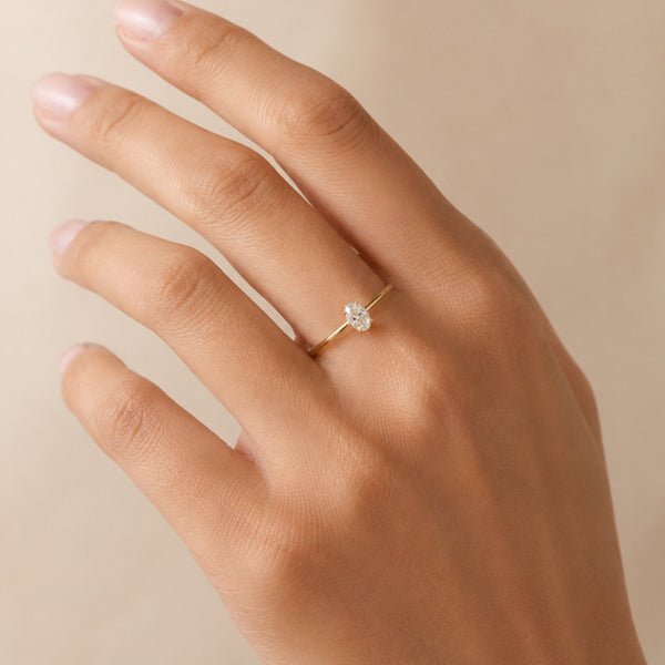 ANILLO SOLITARIO DIAMANTE CREADO 0.31 QUILATES CERTIFICADO IGI