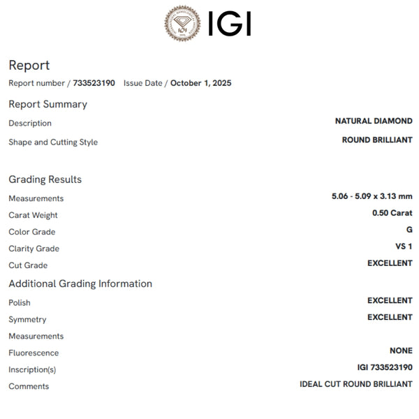 ANILLO SOLITARIO DIAMANTE 0.77 QUILATES CERTIFICADO IGI