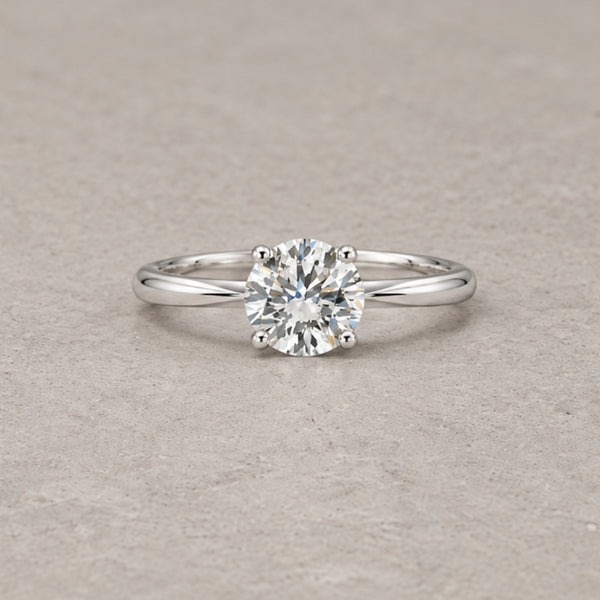 ANILLO SOLITARIO BANDA REDONDA DIAMANTE CREADO 1.50 QUILATES CERTIFICADO IGI