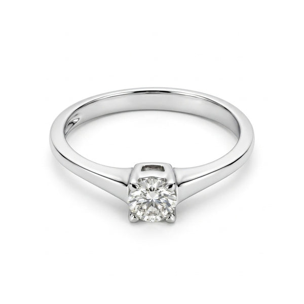 ANILLO SOLITARIO BANDA TRIANGULAR CON DIAMANTE 0.40 QUILATES