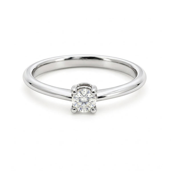 ANILLO SOLITARIO BANDA REDONDA CUATRO GARRAS CON DIAMANTE 0.24 QUILATES