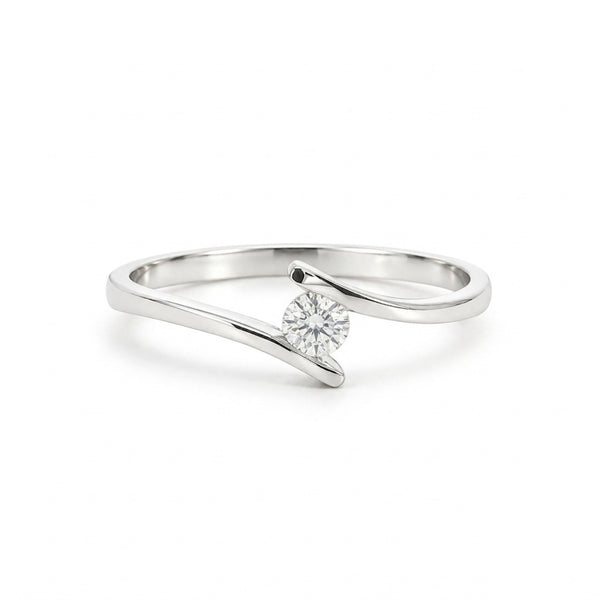 ANILLO SOLITARIO BANDA CRUZADA CON DIAMANTE 0.12 QUILATES