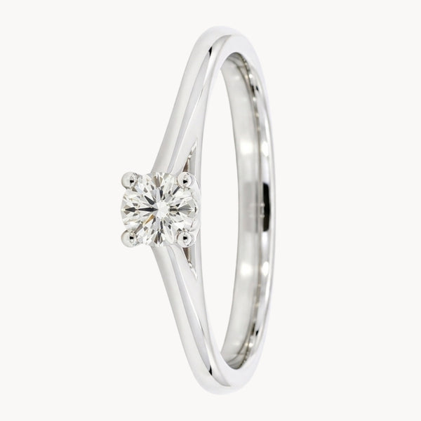 ANILLO SOLITARIO HENDIDURAS ABIERTAS CON DIAMANTE 0.23 QUILATES