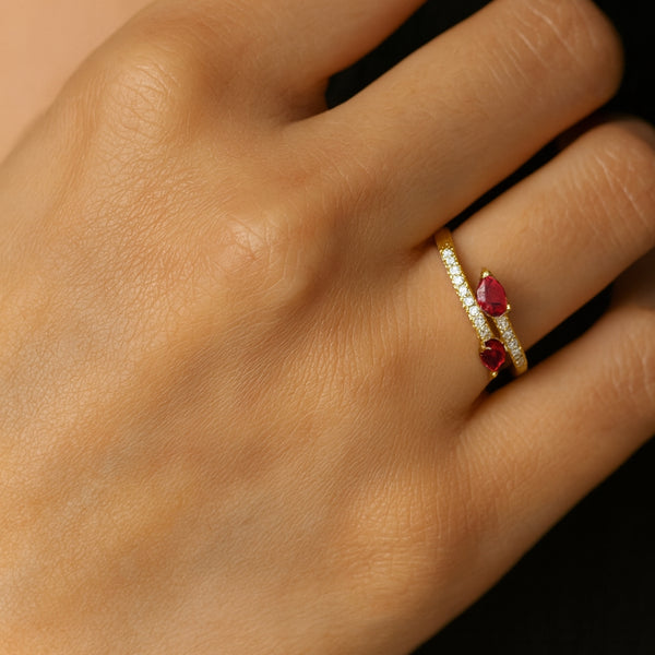 ANILLO CRUZADO RUBIES Y DIAMANTES TILDA