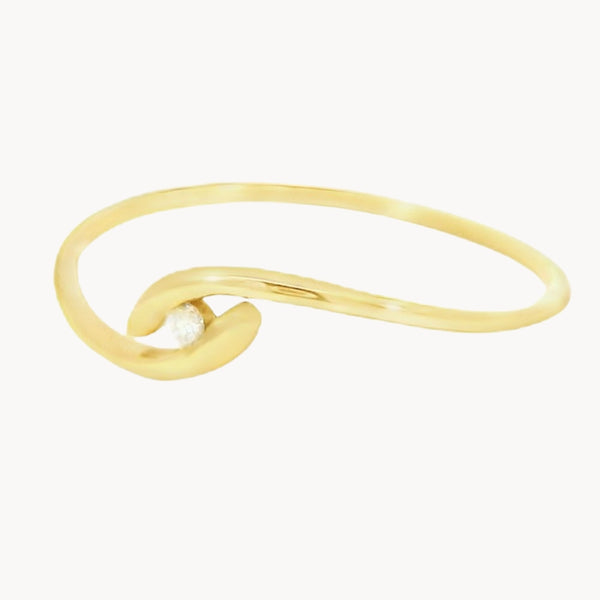 ANILLO SOLITARIO CRUZADO CON DIAMANTE 0.020 QUILATES HELENE