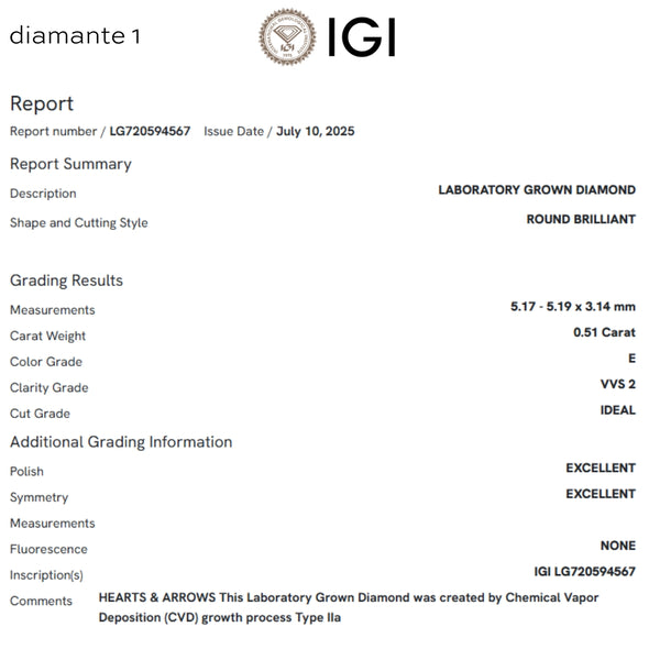 PENDIENTES DIAMANTES CREADOS 1.020 QUILATES CERTIFICADO IGI