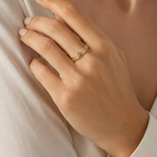 Greek Key Band Ring