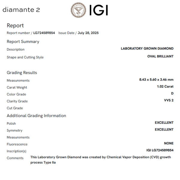 PENDIENTES DIAMANTES CREADOS 2.060 QUILATES CERTIFICADO IGI