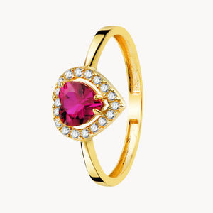 RUBY HEART RING WITH ZIRCONIA ETEL
