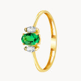 ANILLO CON ESMERALDA OVAL Y DIAMANTES CREADOS MARQUISE