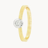 ANILLO SOLITARIO BICOLOR CHATON CON DIAMANTE 0.070 QUILATES LUISE
