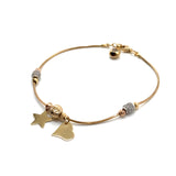 TRICOLOR 18 K GOLD BRACELET WITH STAR HEART AND ZIRCONIAS