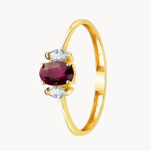 ANILLO CON RUBI OVAL Y DIAMANTES CREADOS MARQUISE