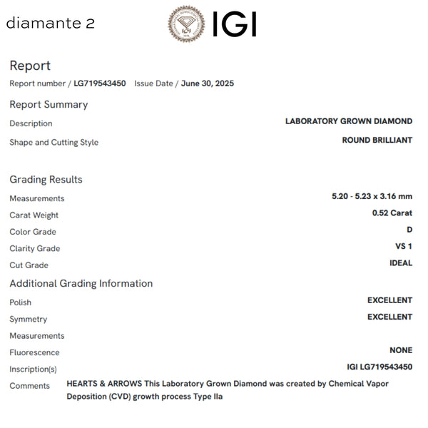 PENDIENTES DIAMANTES CREADOS 1.040 QUILATES CERTIFICADO IGI