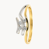 ANILLO DOBLE BANDA ONDAS BICOLOR CON DIAMANTES
