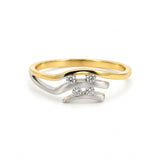 ANILLO DOBLE BANDA ONDAS BICOLOR CON DIAMANTES