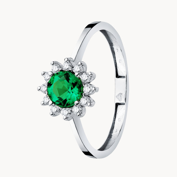 Diane Emerald-Cut Ring with a Lab-Grown Diamond Halo