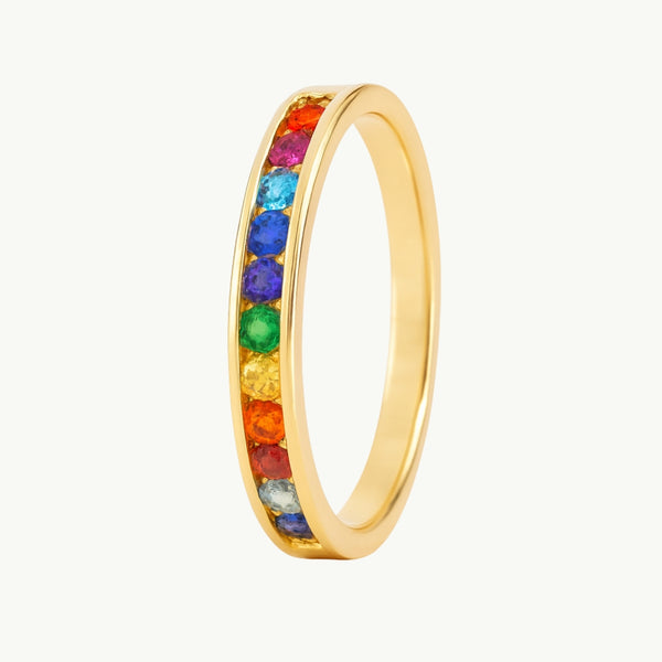 ANILLO CARRIL CON CIRCONITAS DE COLOR POLA
