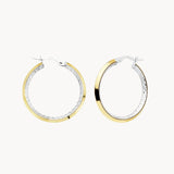 PENDIENTES AROS BICOLOR GRECA 25MM