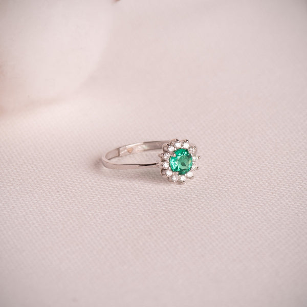 Diane Emerald-Cut Ring with a Lab-Grown Diamond Halo