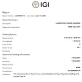 Pendente de Diamante Criado 1,030 Quilate Gota Certificado IGI