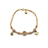 18 K GOLD TRICOLOR BRACELET WITH VARIOUS MOTIFS AND ZIRCONIAS