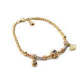 18 K GOLD TRICOLOR BRACELET WITH VARIOUS MOTIFS AND ZIRCONIAS
