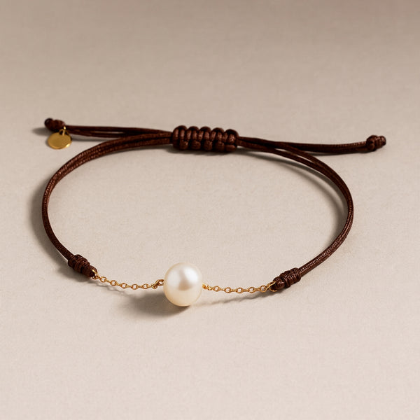 PULSERA MACRAME CADENA Y PERLA JANIE