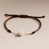 PULSERA MACRAME CADENA Y PERLA JANIE