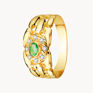 ANILLO PANTER CON ESMERALDA OVAL Y CIRCONITAS