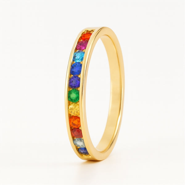 ANILLO CARRIL CON CIRCONITAS DE COLOR POLA