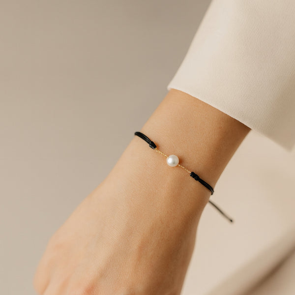 PULSERA MACRAME CADENA Y PERLA JANIE