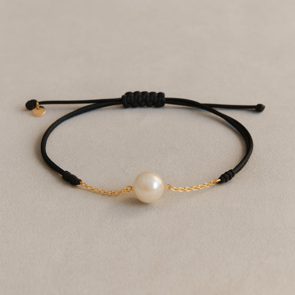 PULSERA MACRAME CADENA Y PERLA JANIE