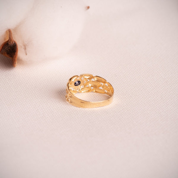 ANILLO PANTER CON ZAFIRO OVAL Y CIRCONITAS