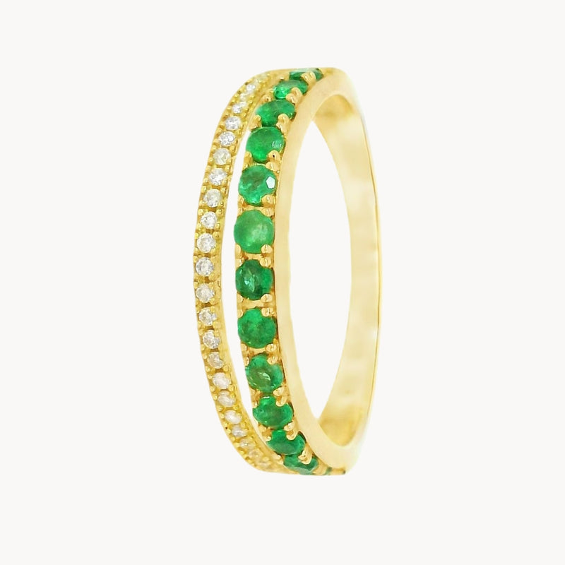 ANILLO DOBLE ESMERALDAS Y DIAMANTES HILLARY