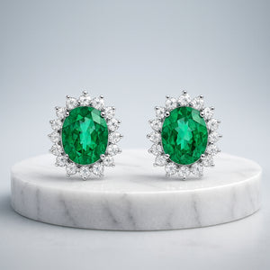 EARRINGS CREATED EMERALDS AND DIAMONDS ASTRA COLLECTION
