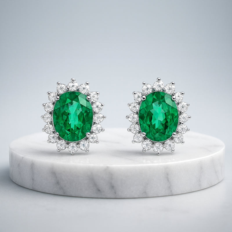 PENDIENTES ESMERALDAS Y DIAMANTES CREADOS COLECCION ASTRA