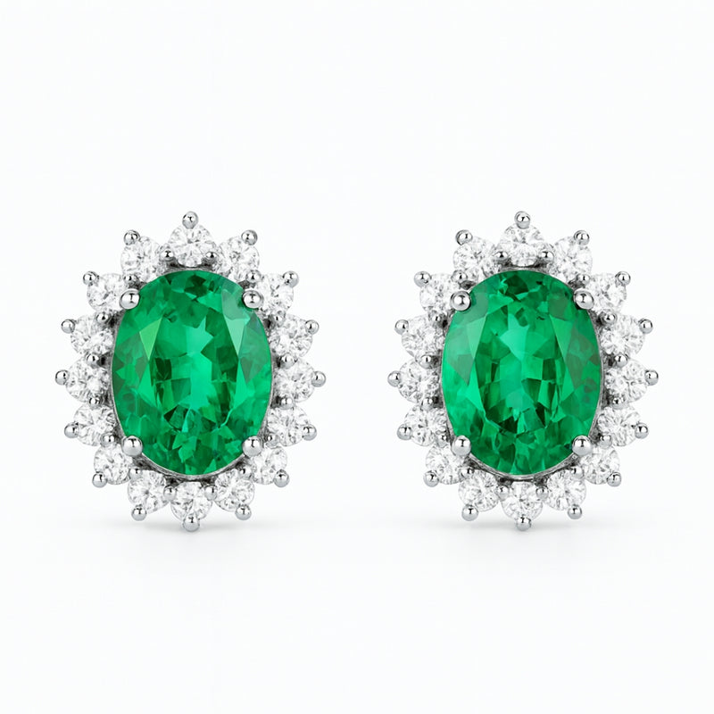 PENDIENTES ESMERALDAS Y DIAMANTES CREADOS COLECCION ASTRA