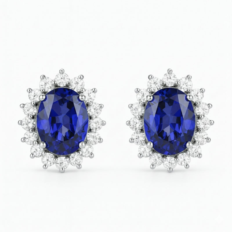 PENDIENTES ZAFIROS Y DIAMANTES CREADOS COLECCION ASTRA