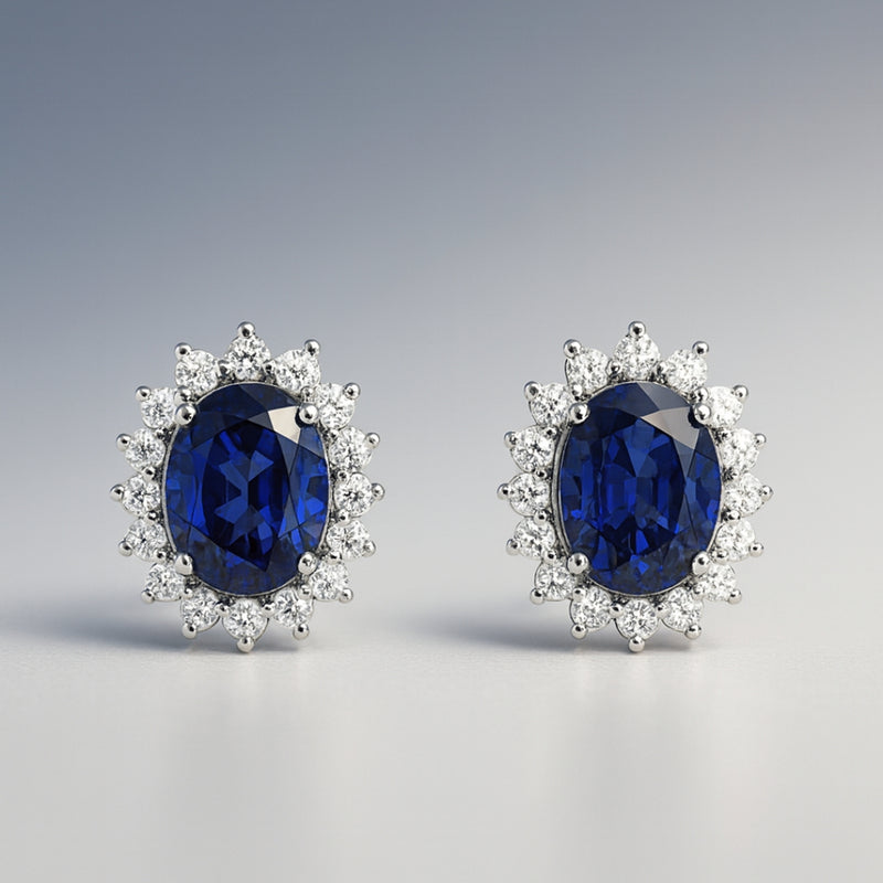 PENDIENTES ZAFIROS Y DIAMANTES CREADOS COLECCION ASTRA