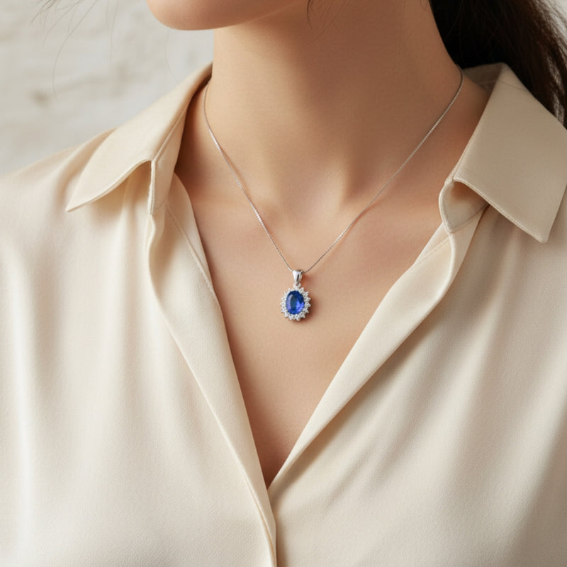 COLGANTE ZAFIRO Y DIAMANTES CREADOS COLECCION ASTRA