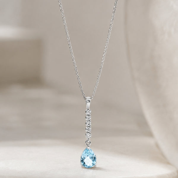 COLGANTE AGUAMARINA Y DIAMANTES VEDA