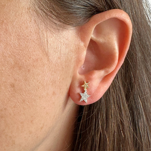 TWO-TONE STAR EARRINGS WITH AMBROSIA DIAMONDS